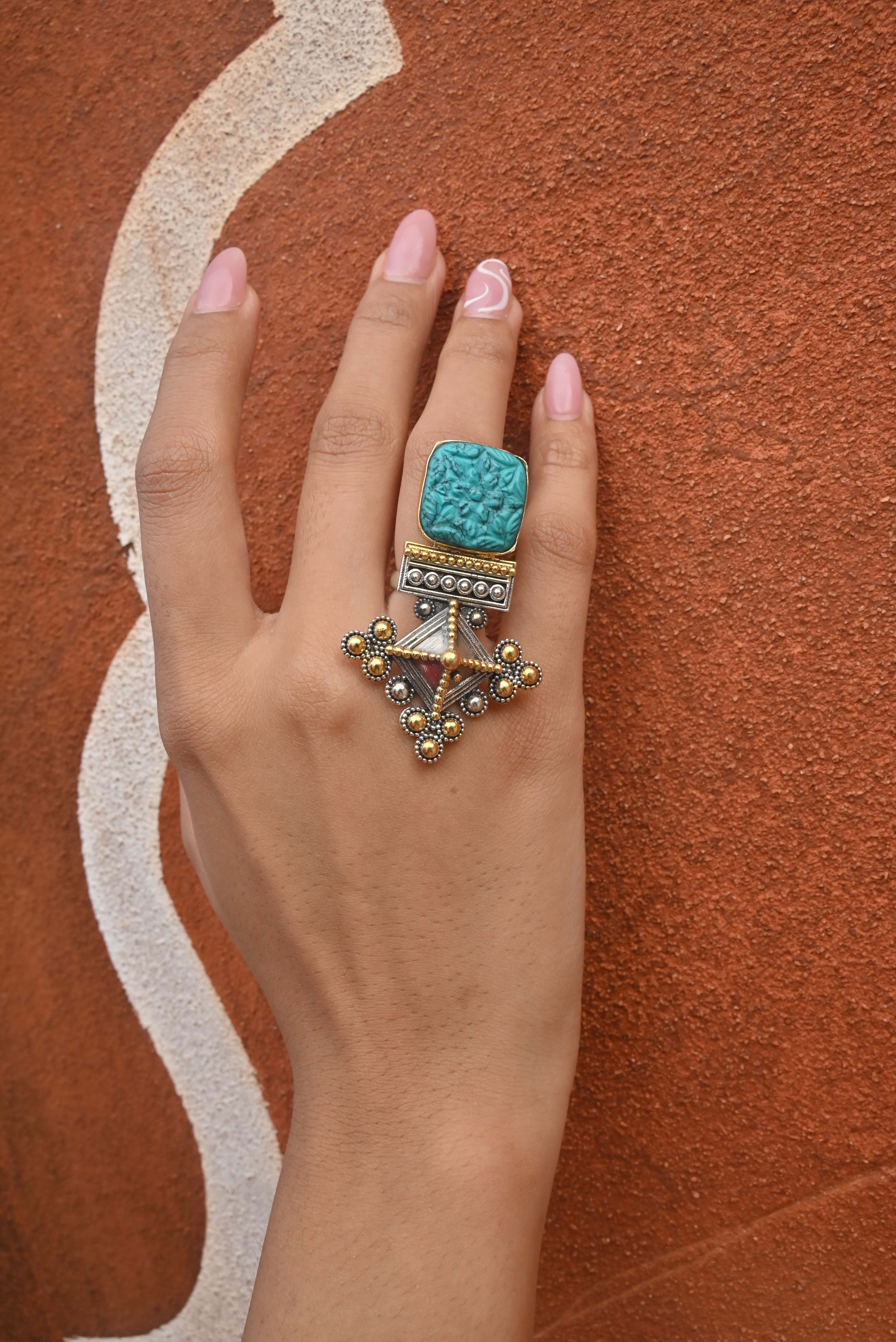 Silver Fusion Turquoise Blue Ring